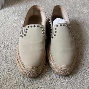 Christian Louboutin Beige Studded Espadrilles
